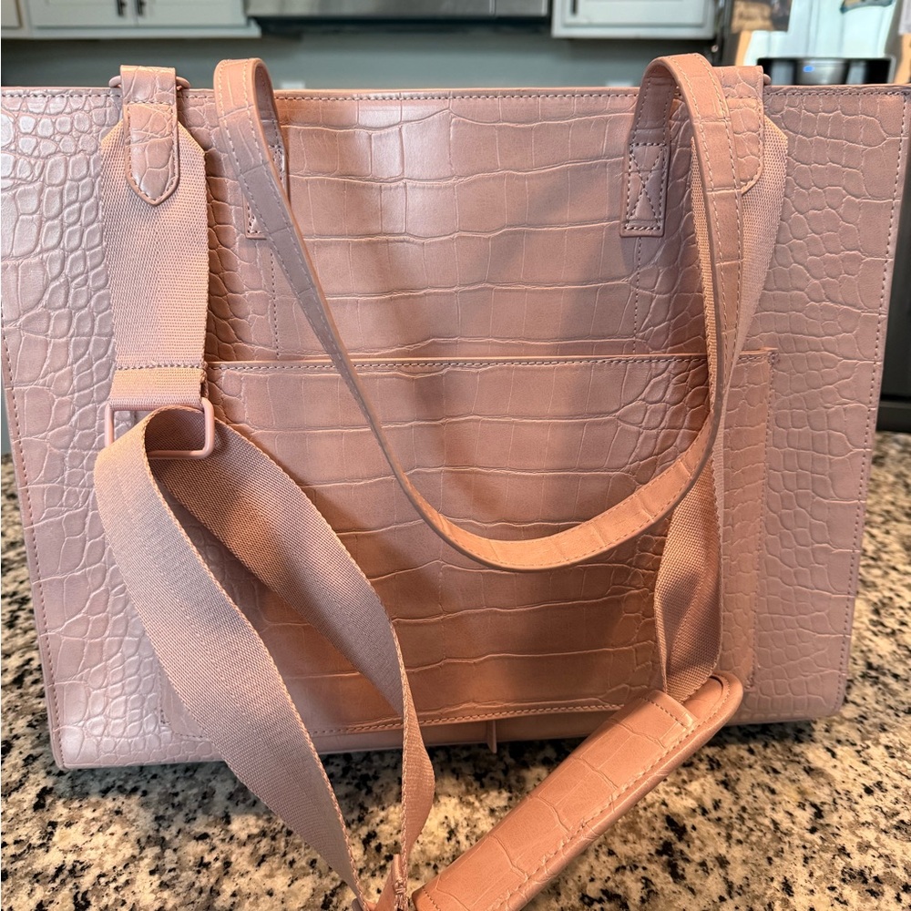 BEIS Mauve Croc-Embossed Tote Bag - Picture 6 of 7